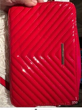 Red Patent Quilted Wristlet Wallet - Women
